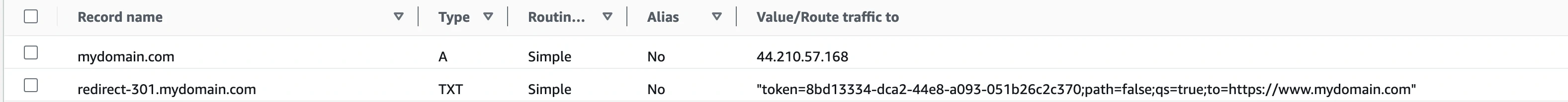 AWS Route53 result